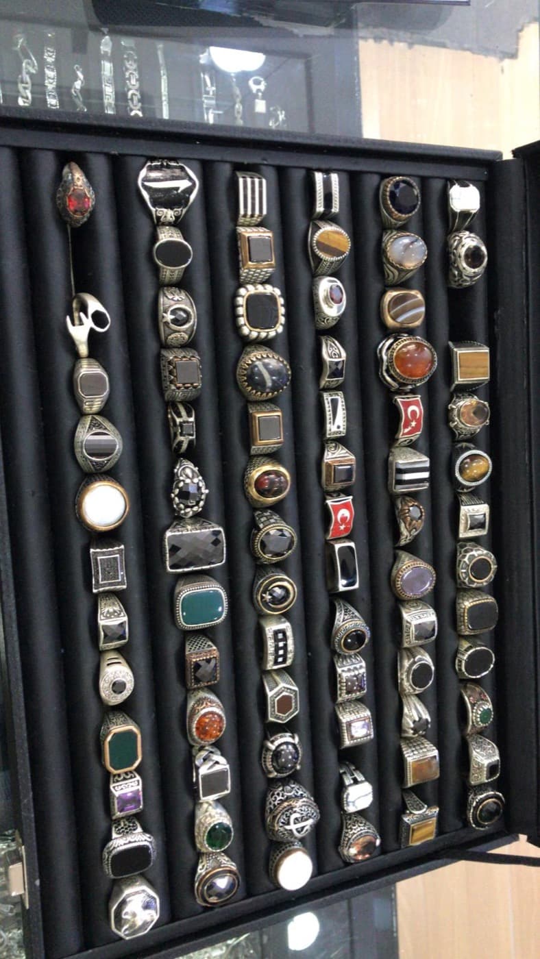Silver stone rings
