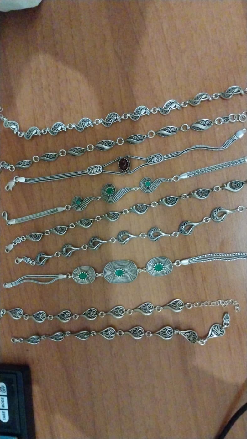 Silver bracelets with stones