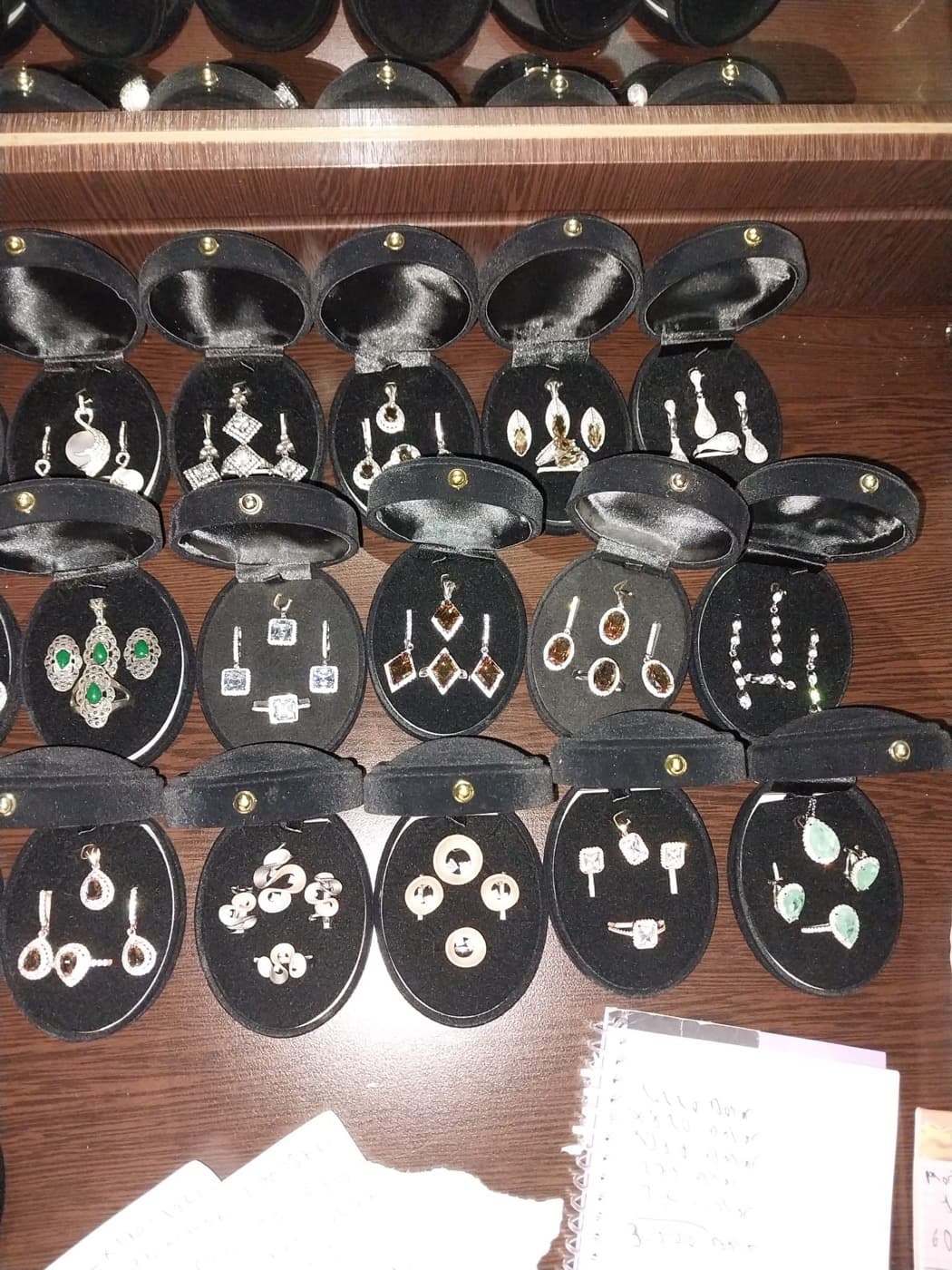 Gemstone ring and earring sets